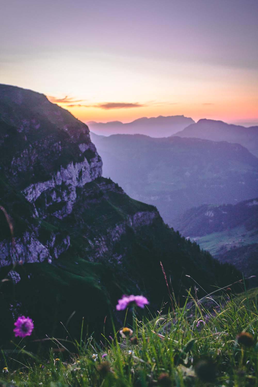 Sonnenuntergang Alp Oberfeld | Wanderung Walenpfad